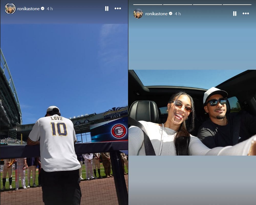Jordan Love’s fiancée Ronika Stone joins him as Packers QB throws ceremonial first pitch at Brewers Memorial Day game (IG/@ronikastone)
